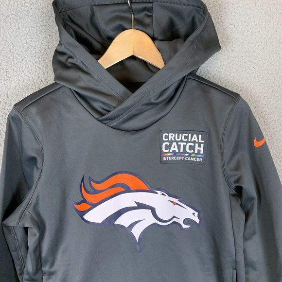 Denver Broncos Nike Hoodie Mens Small Gray Dri-Fit Sweatshirt - Picture 2 of 7